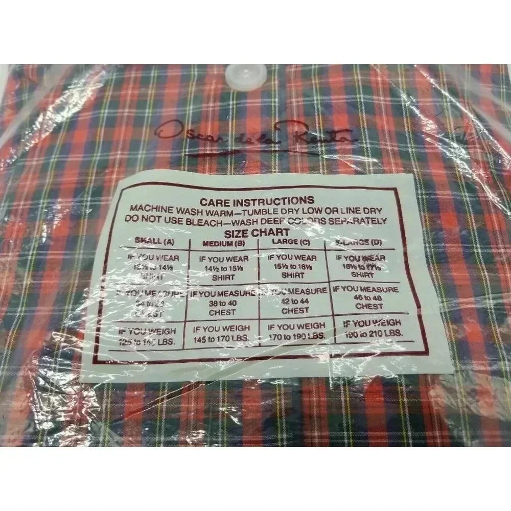 Oscar De La Renta Red Plaid 2 Piece Button Mens Pa